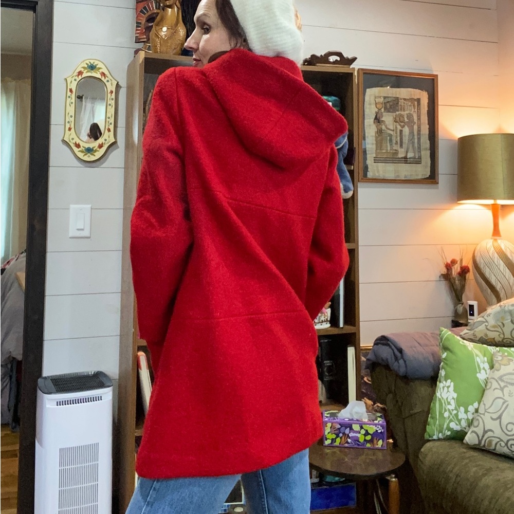 Vintage cherry red wool peacoat